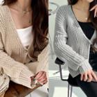 Single-button Perforated Cardigan