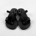 T-strap Faux-leather Slide Sandals
