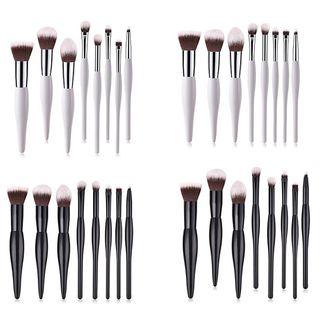 Set Of 8: Makeup Brush With Wooden Handle