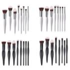 Set Of 8: Makeup Brush With Wooden Handle