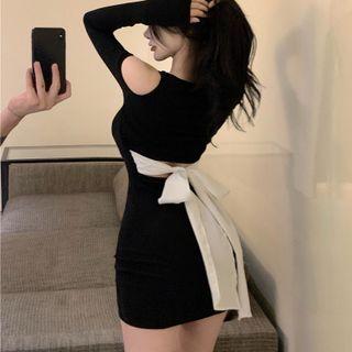 Open Back Bow Cutout Mini Dress