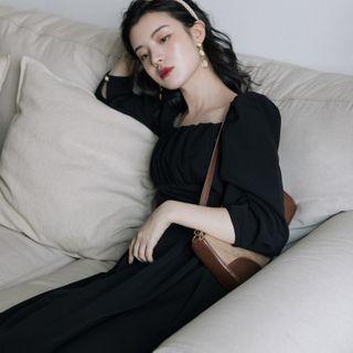 Square-neck Midi A-line Dress