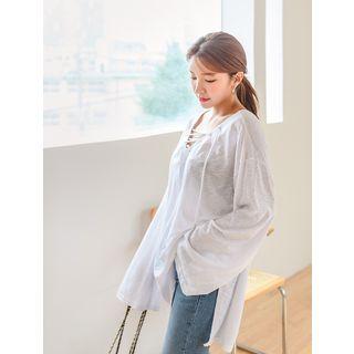 Lace-up Oversized Textured T-shirt