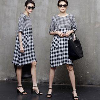 Pocket-detail Checked Dress