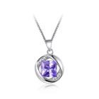 925 Sterling Silver June Birthday Stone Pendant With Purple Cubic Zircon And Necklace