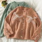 Mesh Ribbon-accent Crew-neck Loose Sweater