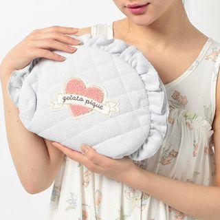 Frill Trim Heart Makeup Pouch