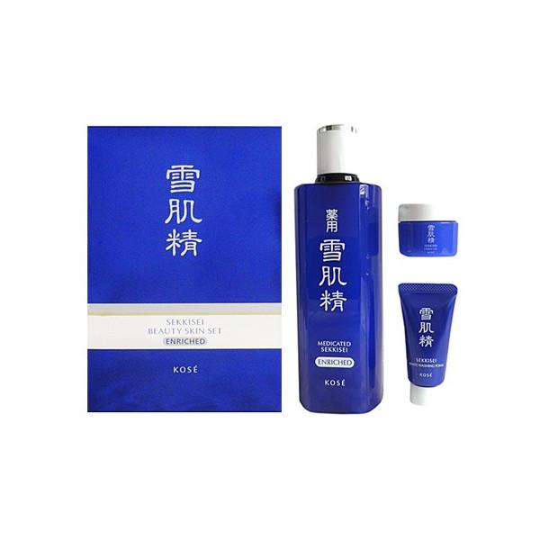 Kose - Sekkisei Enrich Beauty Kit: Medicated Sekkisei Lotion (enriched) 360ml + Gel Cream 20g + Cream Wash 20g 3 Pcs