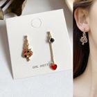 Non-matching Alloy Heart & Poker Dangle Earring