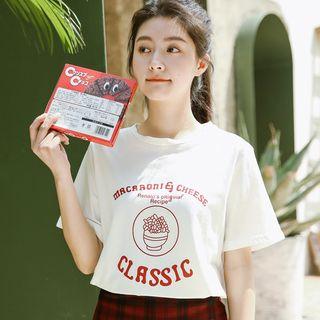 Short-sleeve Macaroni And Cheese Print T-shirt