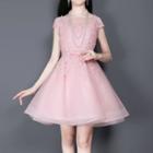 Short-sleeve Tulle Minidress