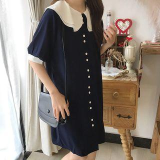 Short-sleeve Layered Collar Chiffon Shirtdress