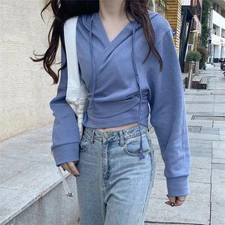 Cropped Hoodie Purplish Blue - One Size