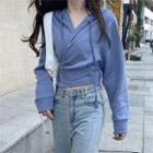 Cropped Hoodie Purplish Blue - One Size
