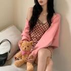 Spaghetti Strap Checkerboard Mini Dress / Jacket