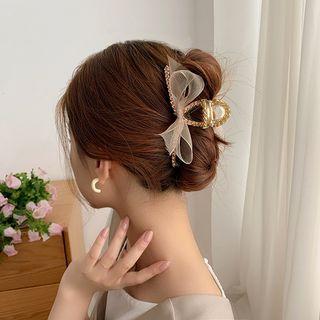 Rhinestone Lace Bow Alloy Hair Clamp
