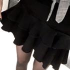 Band-waist Frill-layered Skirt