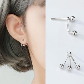925 Sterling Silver Bead Swing Earring White Gold - One Size