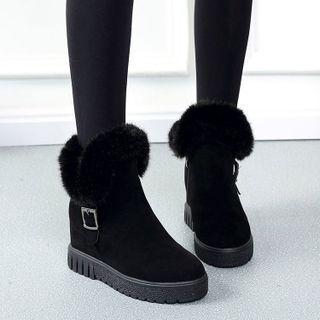 Fluffy Panel Platform Short Boots