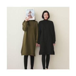 Mock-neck Fleece-line Pullover Dress