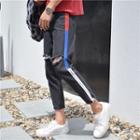 Contrast Trim Ripped Slim-fit Jeans