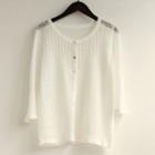3/4-sleeve Light Knit Cardigan