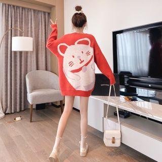Round Neck Cartoon Print Sweater