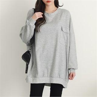 Round Neck Pocket-detail Top