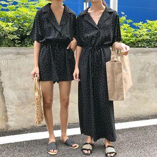 Dot Print V-neck Playsuit / Jumpsuit