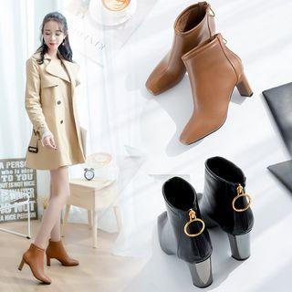 Square Toe High-heel Ankle Boots