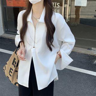 Zip-up Chiffon Shirt