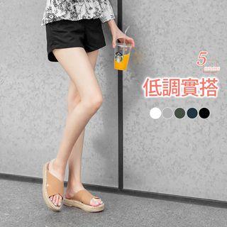 Belted Twill Cotton Shorts