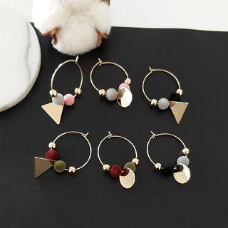 Non-matching Pompom Triangle Hoop Earring
