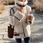 Buckle-neck Sherpa-fleece Jacket Cream - One Size
