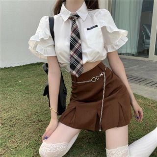Short-sleeve Shirt / Tie / Chain / Skirt / Set