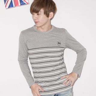 Striped-hem Anchor-badge Long-sleeve T-shirt