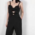 Spaghetti Strap Bow Cutout Straight Leg Jumpsuit