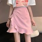 High-waist Asymmetrical Fish Tail Mini Skirt