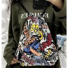 Printed Canvas Backpack As Shown In Figure - One Size