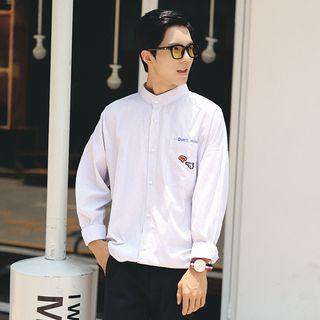 Long-sleeve Striped Embroidered Shirt