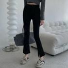 Slit Hem Cropped Boot-cut Pants