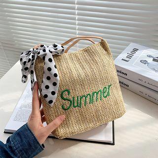 Straw Lettering Tote Bag