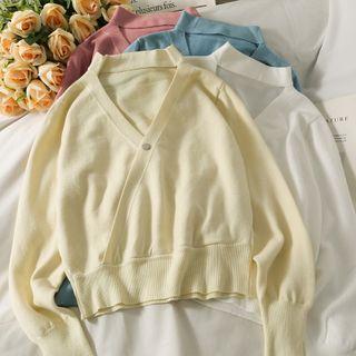 Details V-neck Knit Choker Top In 6 Colors