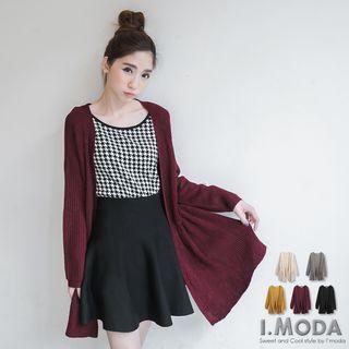 High Waist Pleated Long Cardigan