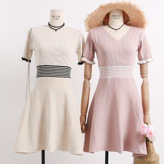 Lightweight Striped A-line Knit Dress