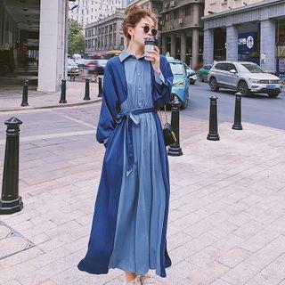 Color Block Panel Chiffon Dress