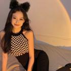 Checkered Halter Top Checkered - Black & White - One Size