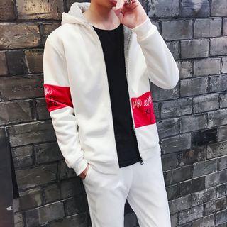 Set: Lettering Applique Hoodie + Jogger Pants