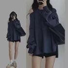 One-shoulder Plain Sweatshirt