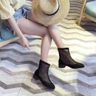 Mesh Block Heel Short Boots